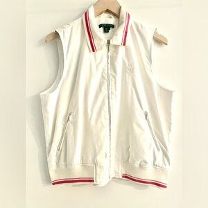 Ralph Lauren White Vest with Pink Trim. Woman Size L